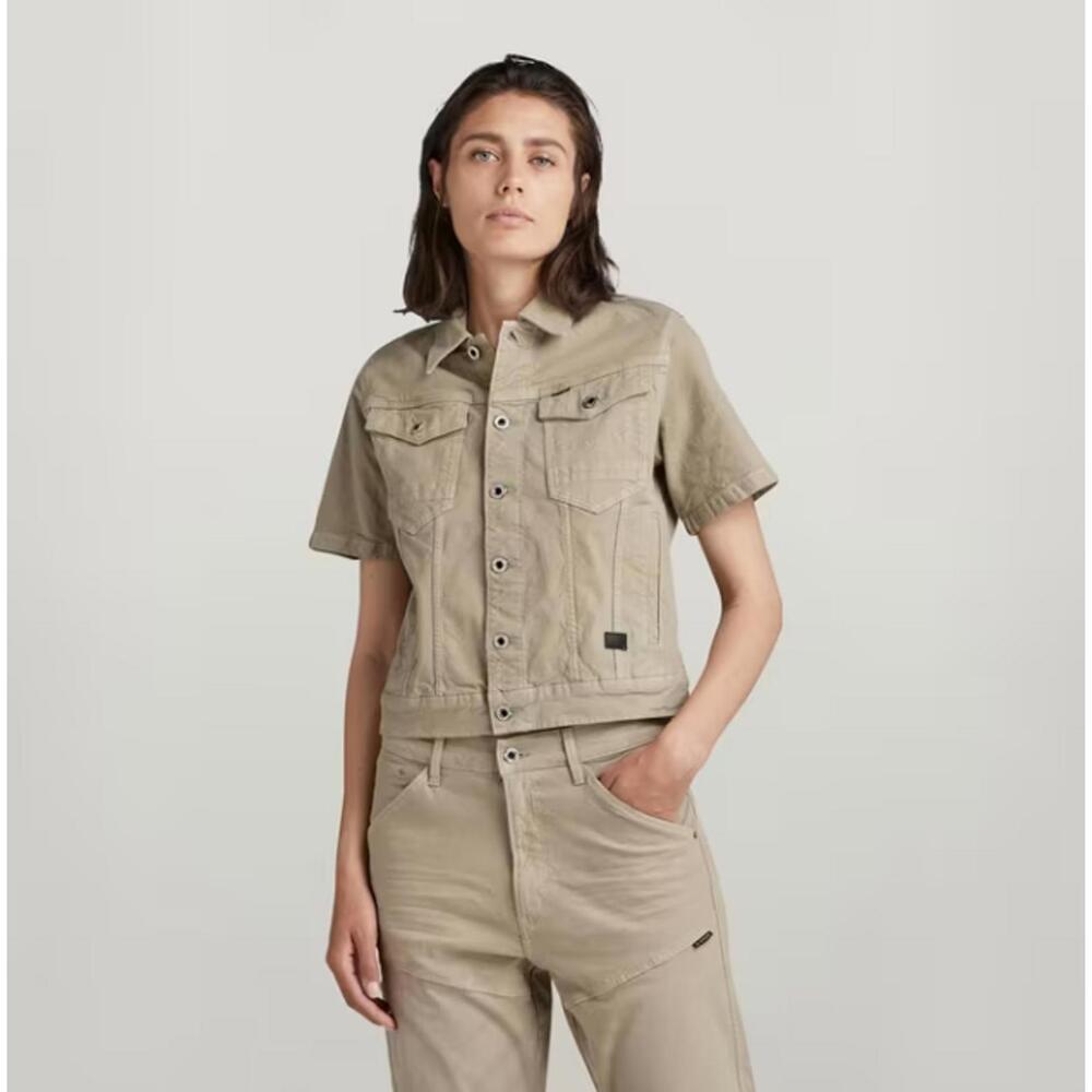 NWT G-Star RAW Arc Jacket Women’s Short Sleeve Stretch Canvas Beige - Size XS - Picture 1 of 10